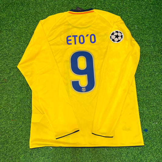 Samuel Eto'o FC Barcelona 08/09 Season Yellow Away Retro Jersey Trikot Soccer Shirt