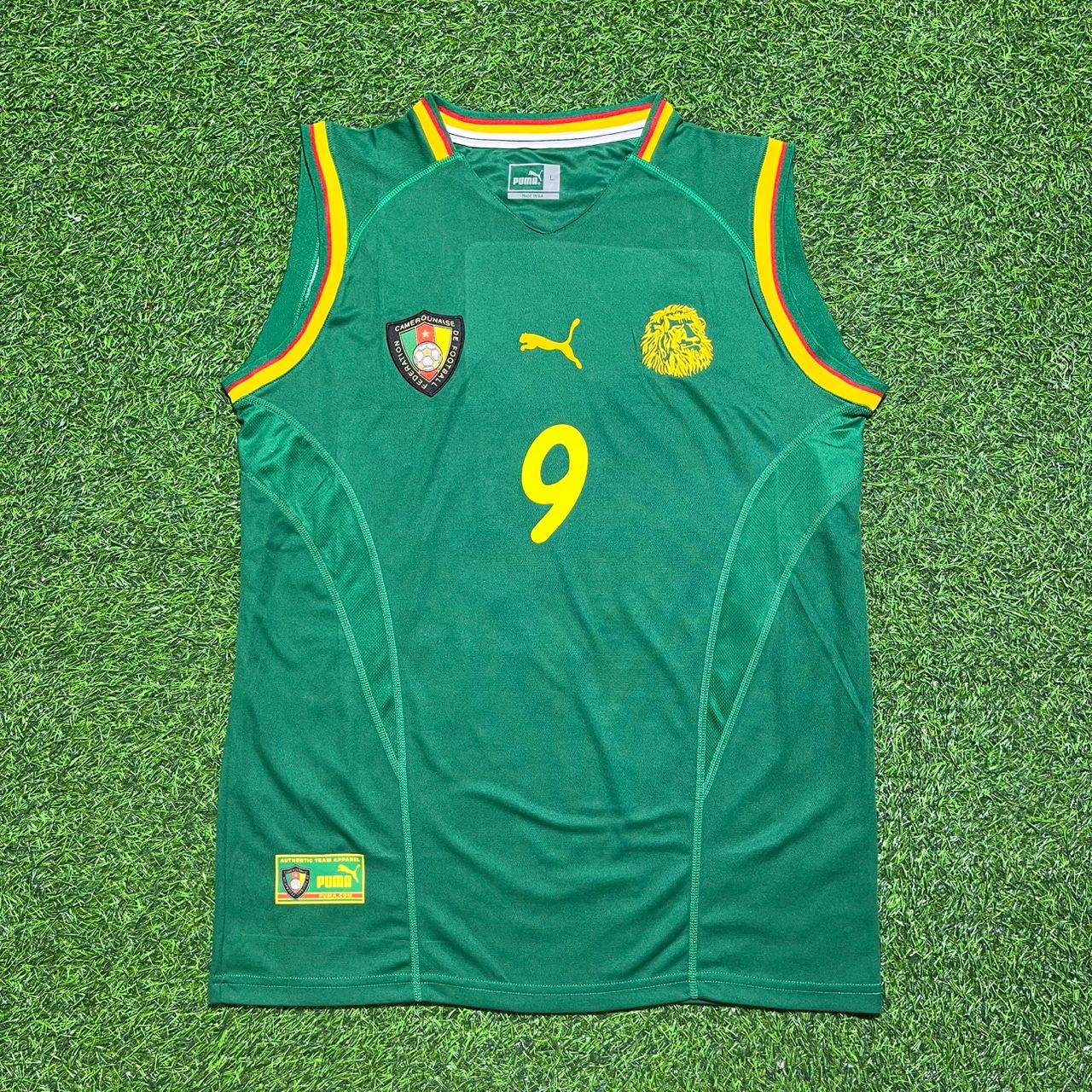 Samuel Eto'o #9 Kamerun 2002 AFCON Champion Ärmelloses Retro Trikot