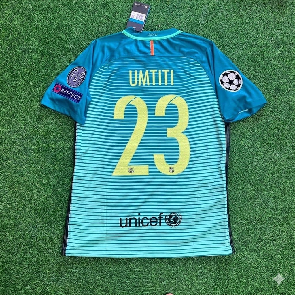 Samuel Umtiti #23 Barcelona 2016/17 Away Retro Jersey Trikot Maillot Soccer Shirt