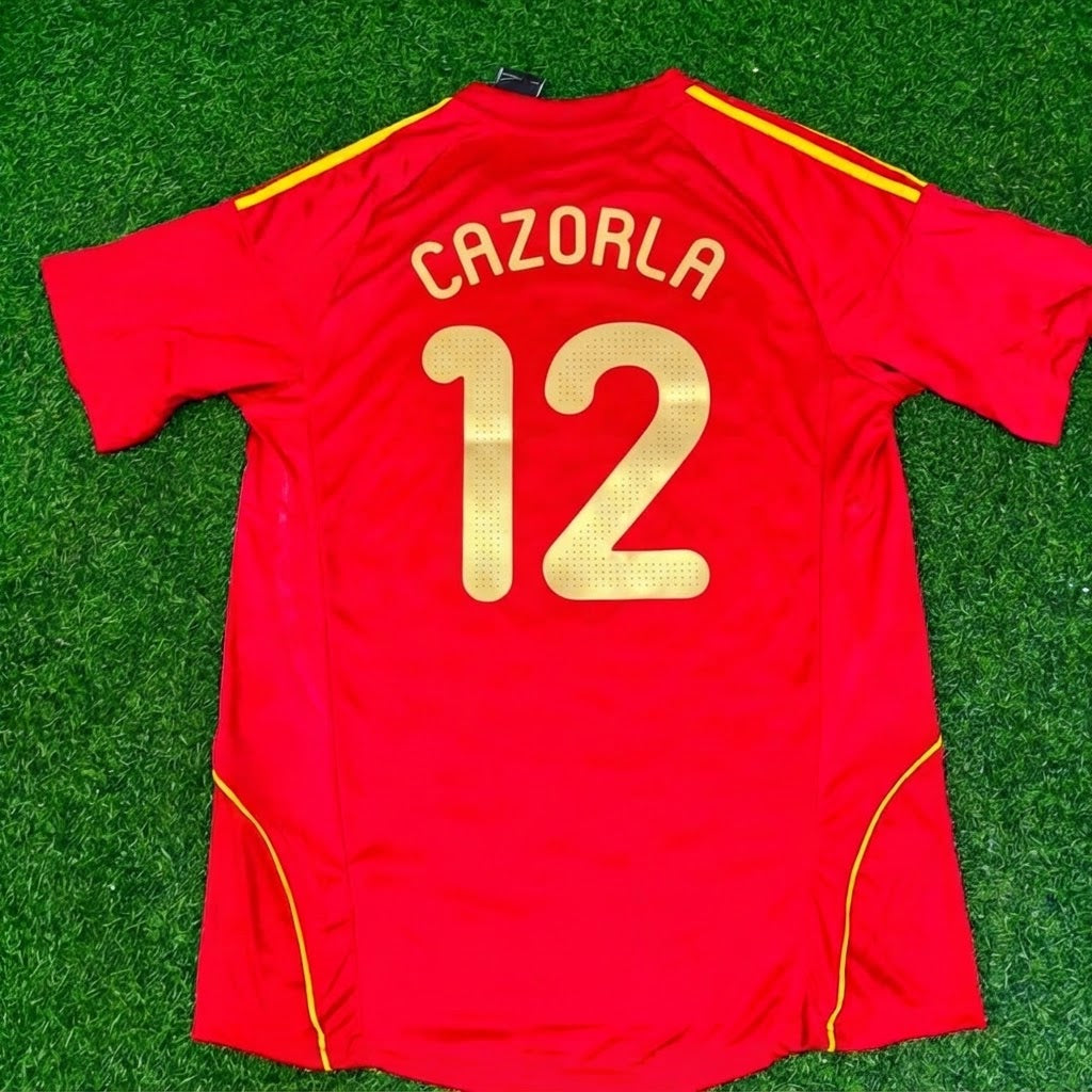 Santi Cazorla #12 Spain EURO 2008 Red Home Retro Football Jersey