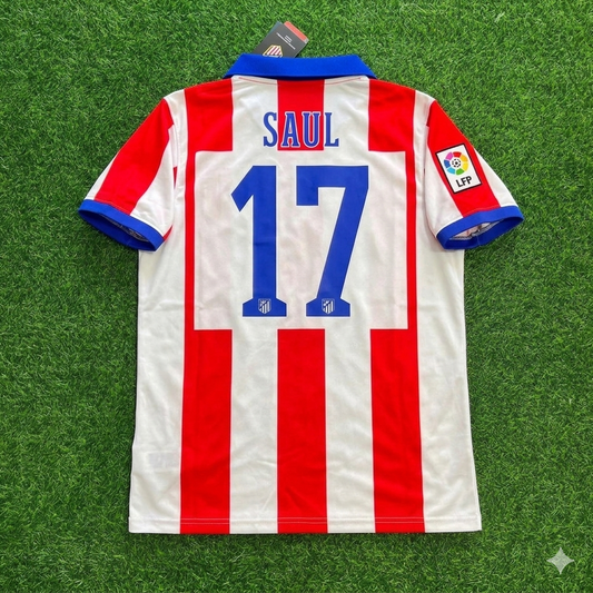 Saul Niguez 17 Atlético Madrid Home 2014/15 Retro Kit Trikot Jersey Maillot Soccer Shirt