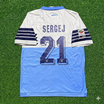 Sergej Milinković-Savić #21 Lazio White Blue Retro Home Football Jersey