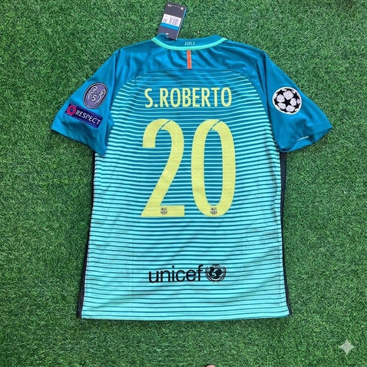 Sergio Roberto #20 Barcelona 2016/17 Away Retro Jersey Trikot Maillot Soccer Shirt