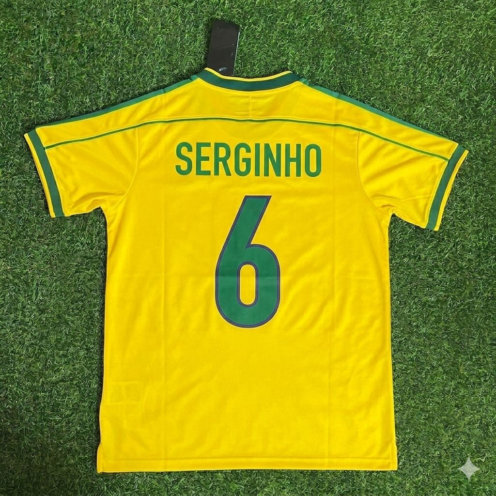 Serginho #6 Brasilien 1998 WM Retro Trikot Fußballtrikot