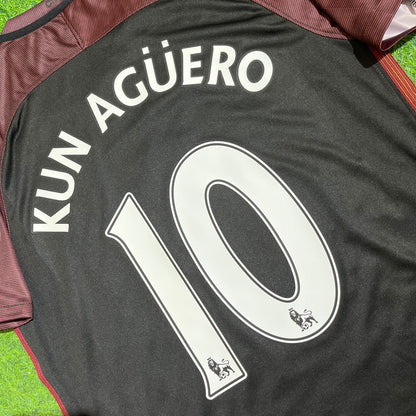 Sergio Kun Aguero 10- Manchester City 2016 2017 Season Away Retro Jersey Maillot Trikot Maglia