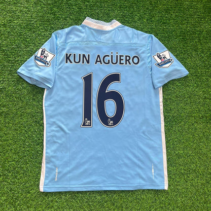Sergio Agüero Manchester City 2011/2012 Home Retro Football Jersey