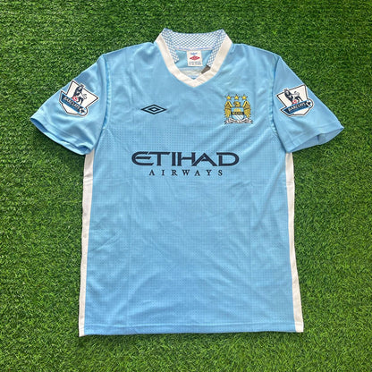 Sergio Agüero Manchester City 2011/2012 Home Retro Football Jersey