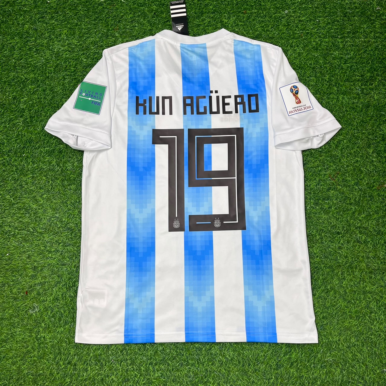 Sergio Kun Agüero #19 Argentina 2018 World Cup Home Retro Jersey