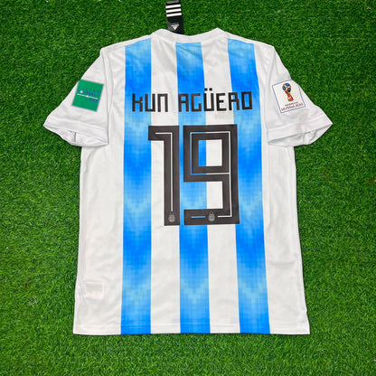 Sergio Kun Agüero #19 Argentina 2018 World Cup Home Retro Jersey