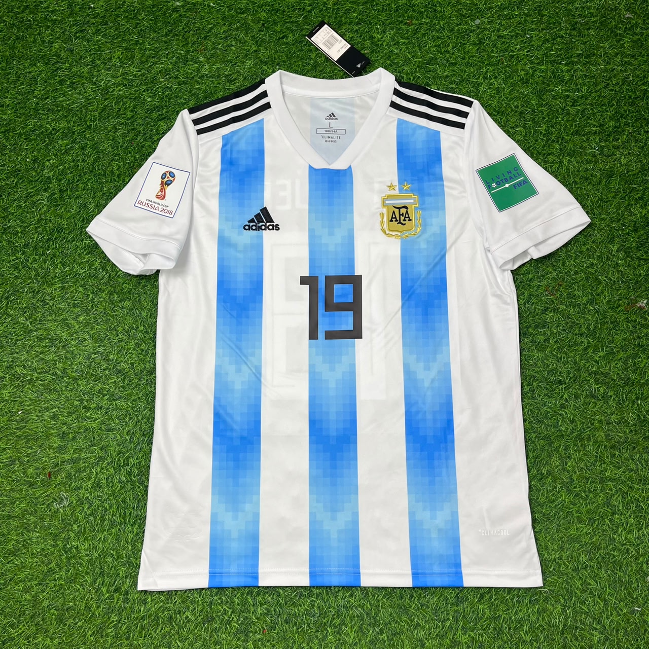 Sergio Kun Agüero #19 Argentina 2018 World Cup Home Retro Jersey