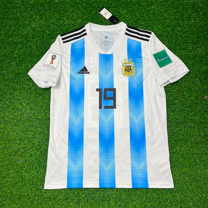 Sergio Kun Agüero #19 Argentina 2018 World Cup Home Retro Jersey