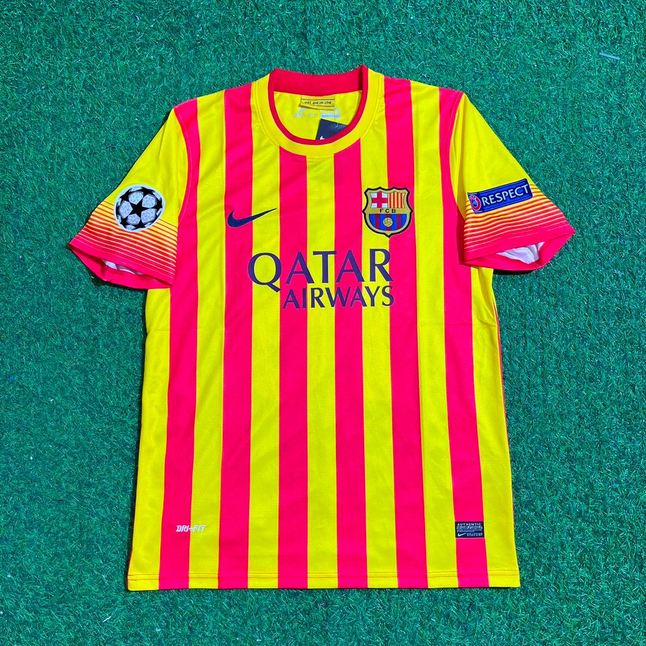 Sergio Busquets 16 - Barcelona 2013/2014 Yellow Red Retro Jersey Trikot