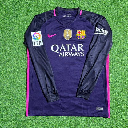 Sergio Busquets Barcelona 2014/2015 Retro Pink Printing Long Sleeve Jersey Maillot Trikot Maglia