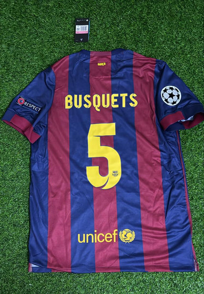 Sergio Busquets Barcelona 2014/15 Champions League Final Berlin Retro Jersey Trikot