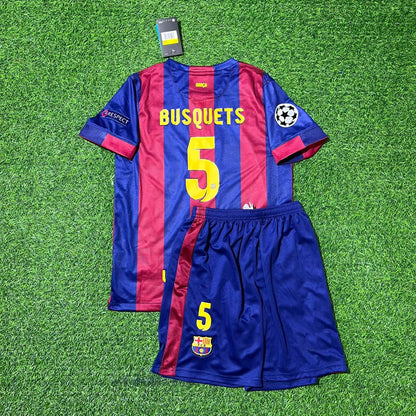 Sergio Busquets Barcelona 2015 Final Home Kids Football Kit