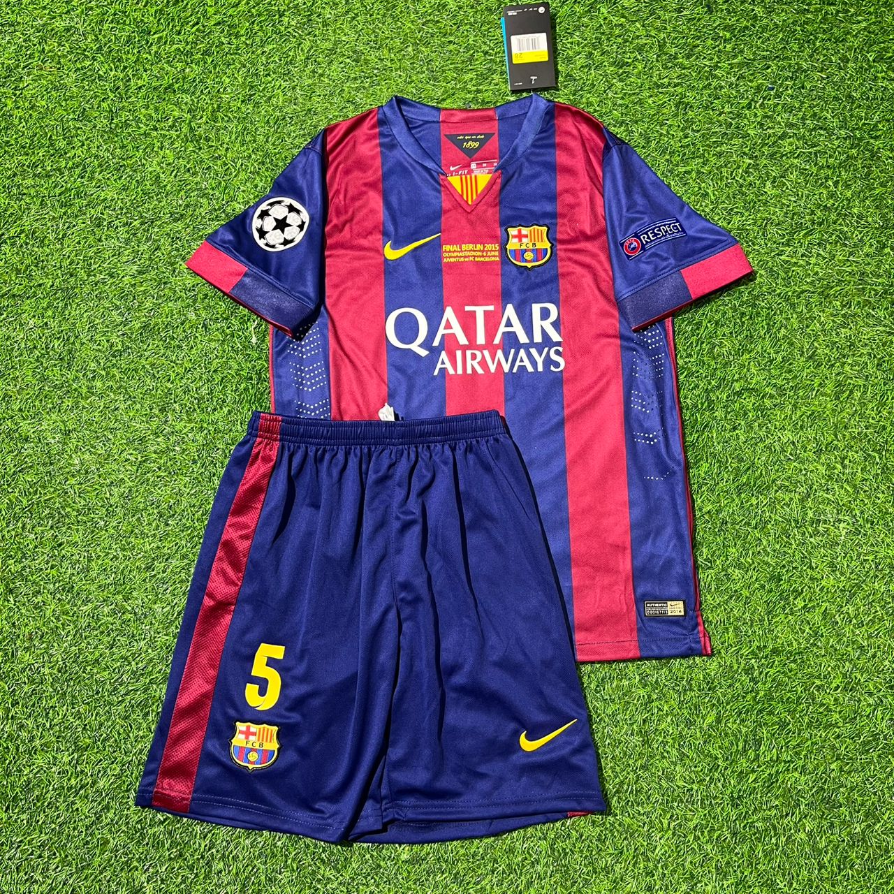 Sergio Busquets Barcelona 2015 Final Home Kids Football Kit
