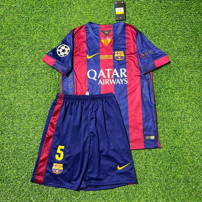 Sergio Busquets Barcelona 2015 Final Home Kids Football Kit