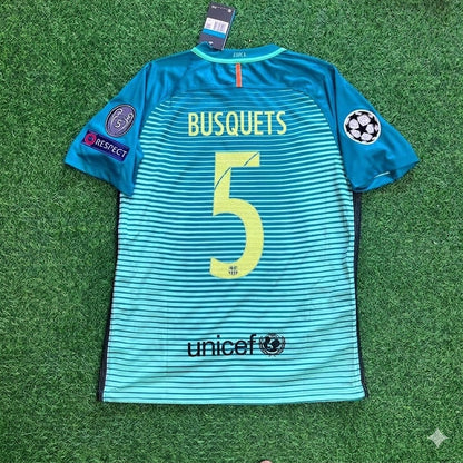 Sergio Busquets #5 Barcelona 2016/17 Auswärtstrikot Retro Trikot Maillot Fußballtrikot