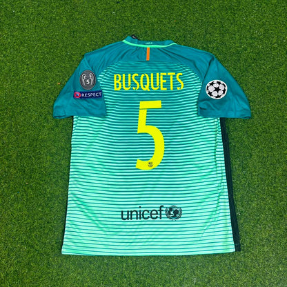 Sergio Busquets #5 Barcelona 2016/17 Away Retro Jersey Trikot Maillot Soccer Shirt