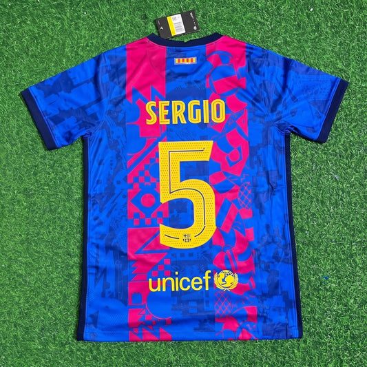 Sergio Busquets #5 Barcelona 2021-2022 Season Third Retro Jersey Trikot Soccer Shirt