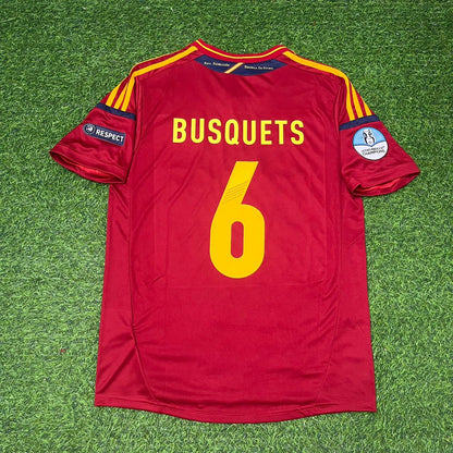 Sergio Busquets Spain EURO 2012 Final Retro Football Jersey Kit