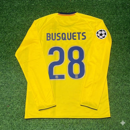 Sergio Busquets FC Barcelona 08/09 Season Yellow Away Retro Jersey Trikot Soccer Shirt