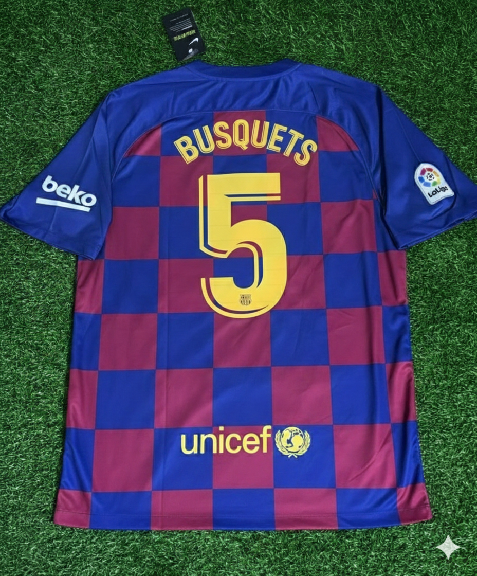 Sergio Busquets – Barcelona 2019/20 Home Retro Jersey Trikot Maillot Soccer Shirt