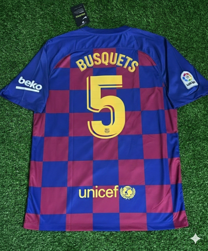 Sergio Busquets – Barcelona 2019/20 Home Retro Jersey Trikot Maillot Soccer Shirt