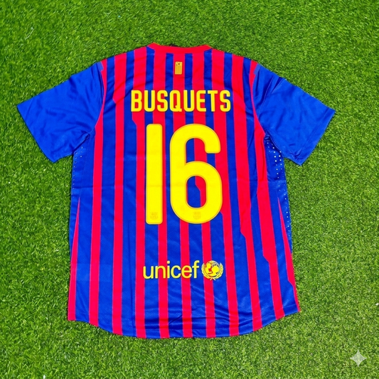 Sergio Busquets Barcelona 2011/2012 Retro Home Football Jersey