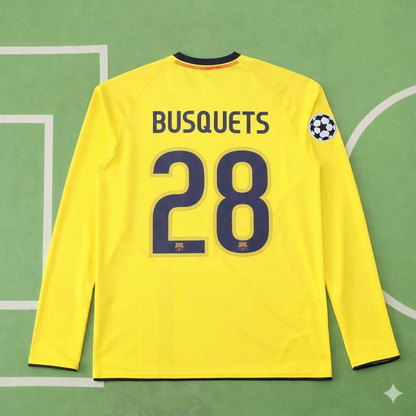Sergio Busquets FC Barcelona 08/09 Season Yellow Away Retro Jersey Trikot Soccer Shirt