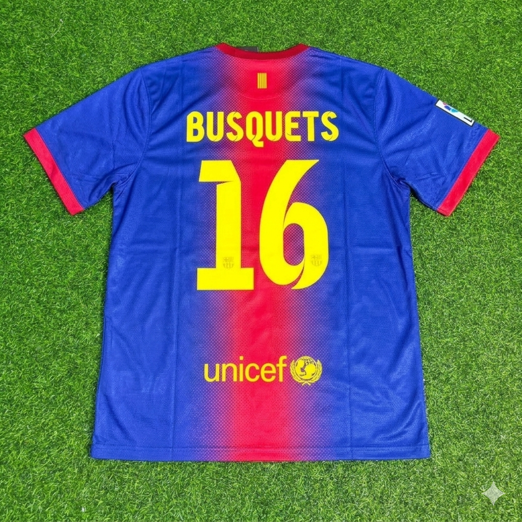 Sergio Busquets Barcelona 2012/2013 Retro Home Football Jersey
