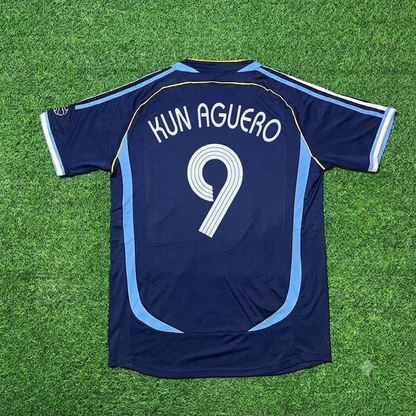 Sergio Kun Agüero #9 Argentina 2006 World Cup Dark Blue Home Retro Football Jersey Kit