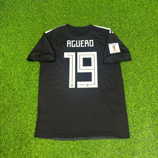 Sergio Kun Agüero Argentina 2018 World Cup Black Retro Football Jersey