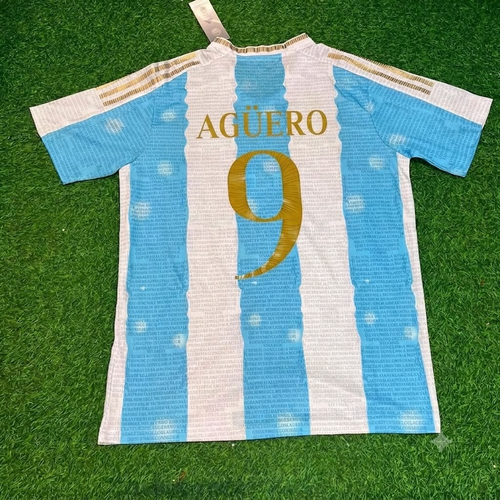 Sergio Kun Agüero Argentina Commerative Anniversary Football Jersey Trikot Maillot