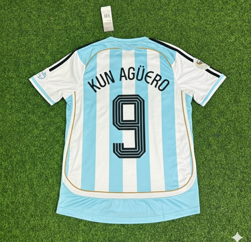Sergio Kun Agüero Argentina Retro Soccer Jersey Maillot Trikot Maglia