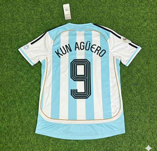 Sergio Kun Agüero Argentina Retro Soccer Jersey Maillot Trikot Maglia