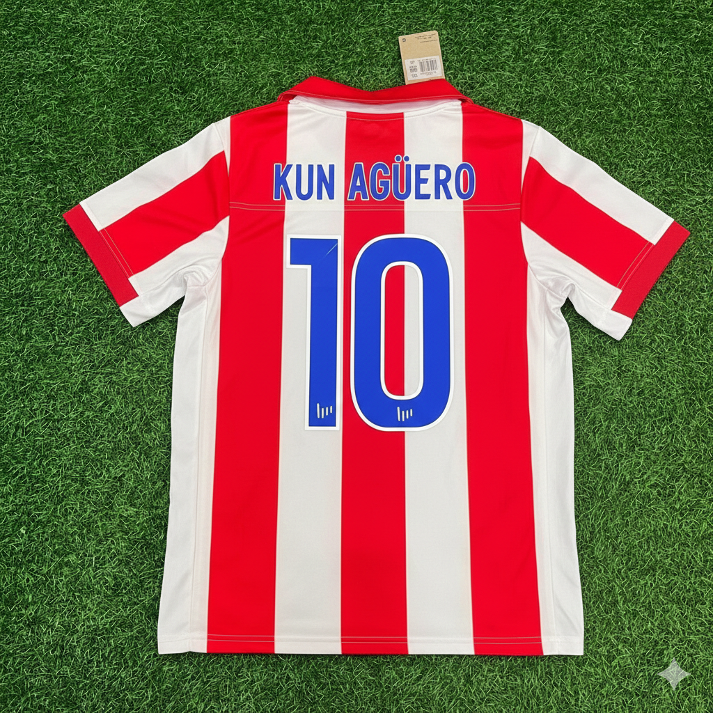 Sergio Kun Agüero Atletico de Madrid Retro Soccer Kit Jersey Trikot Maglia Shirt