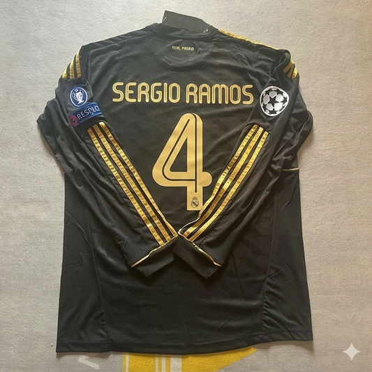 Sergio Ramos 4-  Real  Madrid 2011-2012  Champions League Long Sleeve Jersey Soccer Shirt