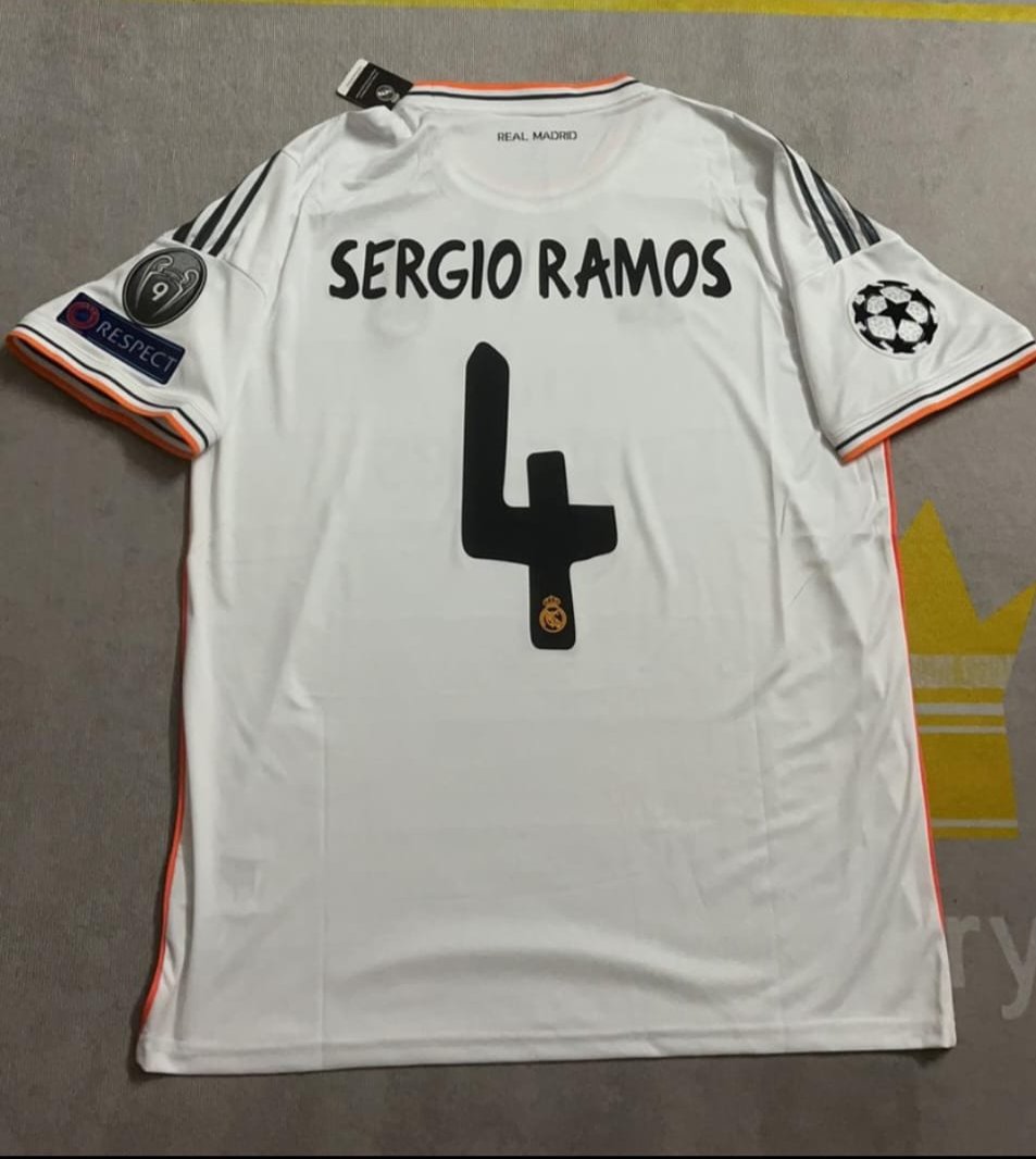 Sergio Ramos Real Madrid 2014 Champion League Final Lisbon Retro Jersey