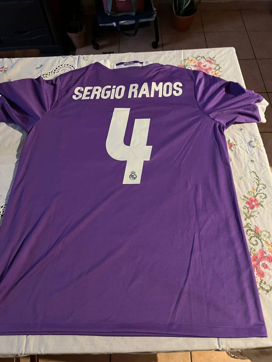 Sergio Ramos Real Madrid Purple Retro Short Sleeve Jersey Trikot Maglia