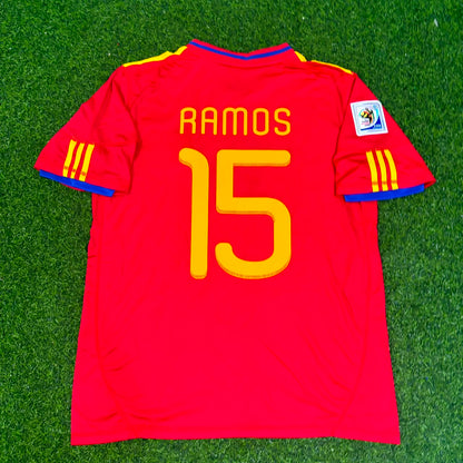Sergio Ramos Spain Home 2010 World Cup Retro Jersey Trikot Soccer Shirt