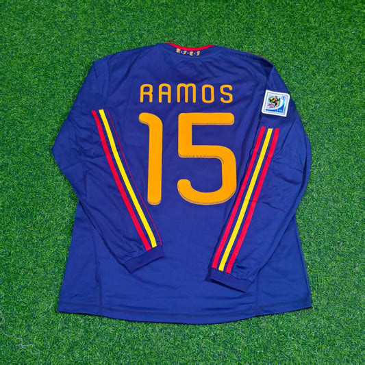 Sergio Ramos Spain 2010 World Cup Final Retro Long Sleeve Football Jersey