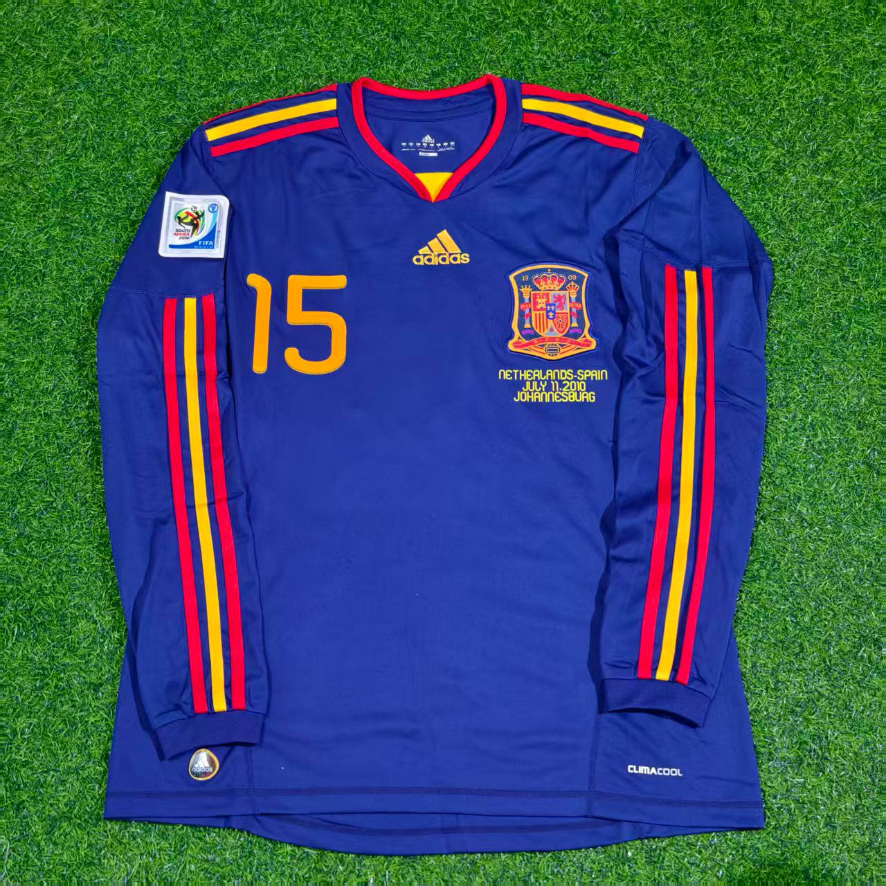 Maillot de football rétro à manches longues Sergio Ramos Espagne Coupe du Monde 2010