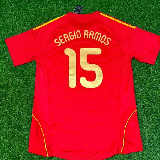 Sergio Ramos #15 Spain EURO 2008 Red Home Retro Football Jersey