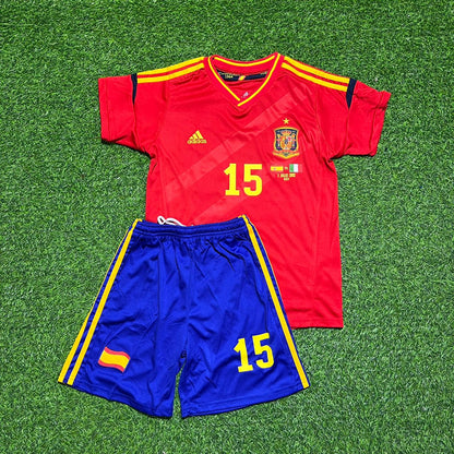 Sergio Ramos Spain EURO 2012 Final Retro Kids Football Jersey Kit