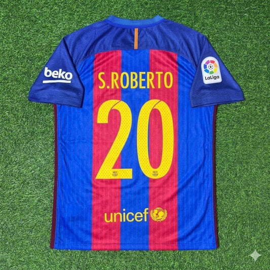 Sergi Roberto #20 FC Barcelona 2016-2017 Home Retro Football Jersey