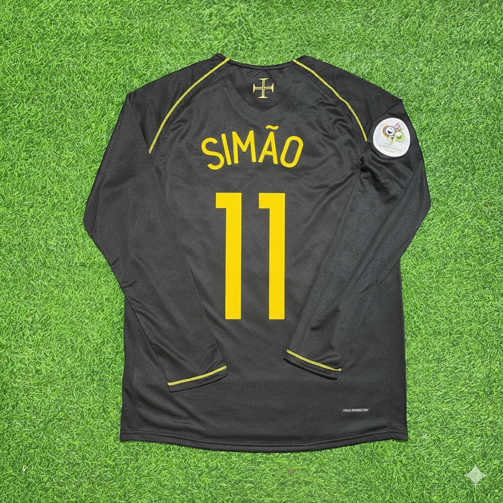 Simão Sabrosa Portugal 2006 World Cup Long Sleeve Black Retro Football Jersey