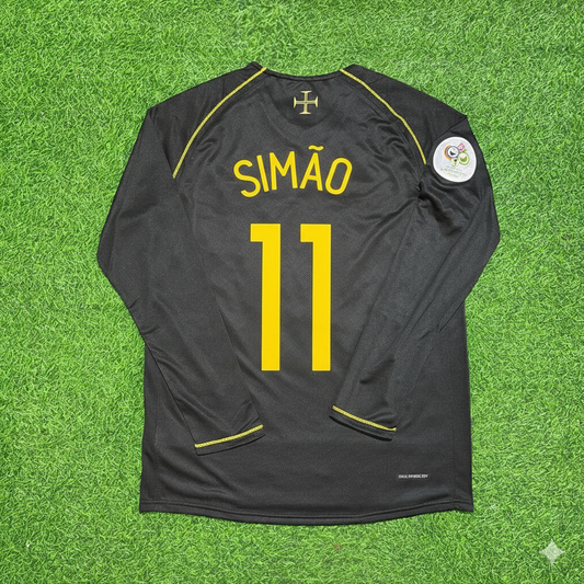 Simão Sabrosa Portugal 2006 World Cup Long Sleeve Black Retro Football Jersey