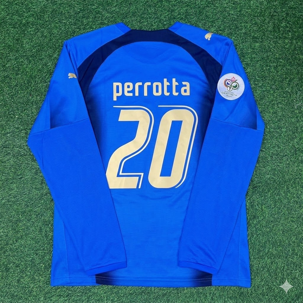 Simone Perrotta #20 Italy 2006 World Cup Final Long Sleeve Retro Jersey Maillot Trikot Maglia Soccer Shirt