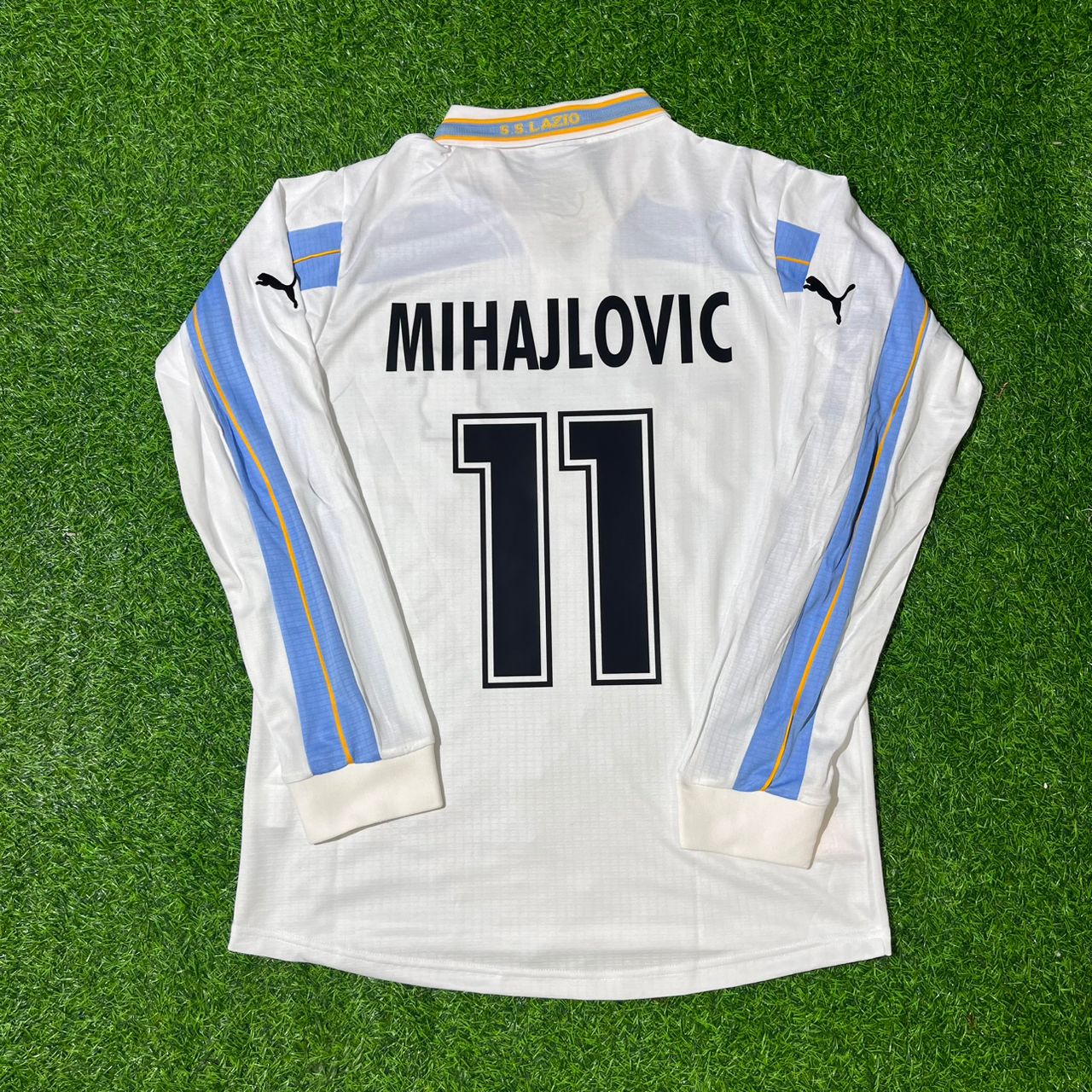 Sinisa Mihajlovic Lazio 1999 2000 White Long Sleeve Retro Football Jersey Kit